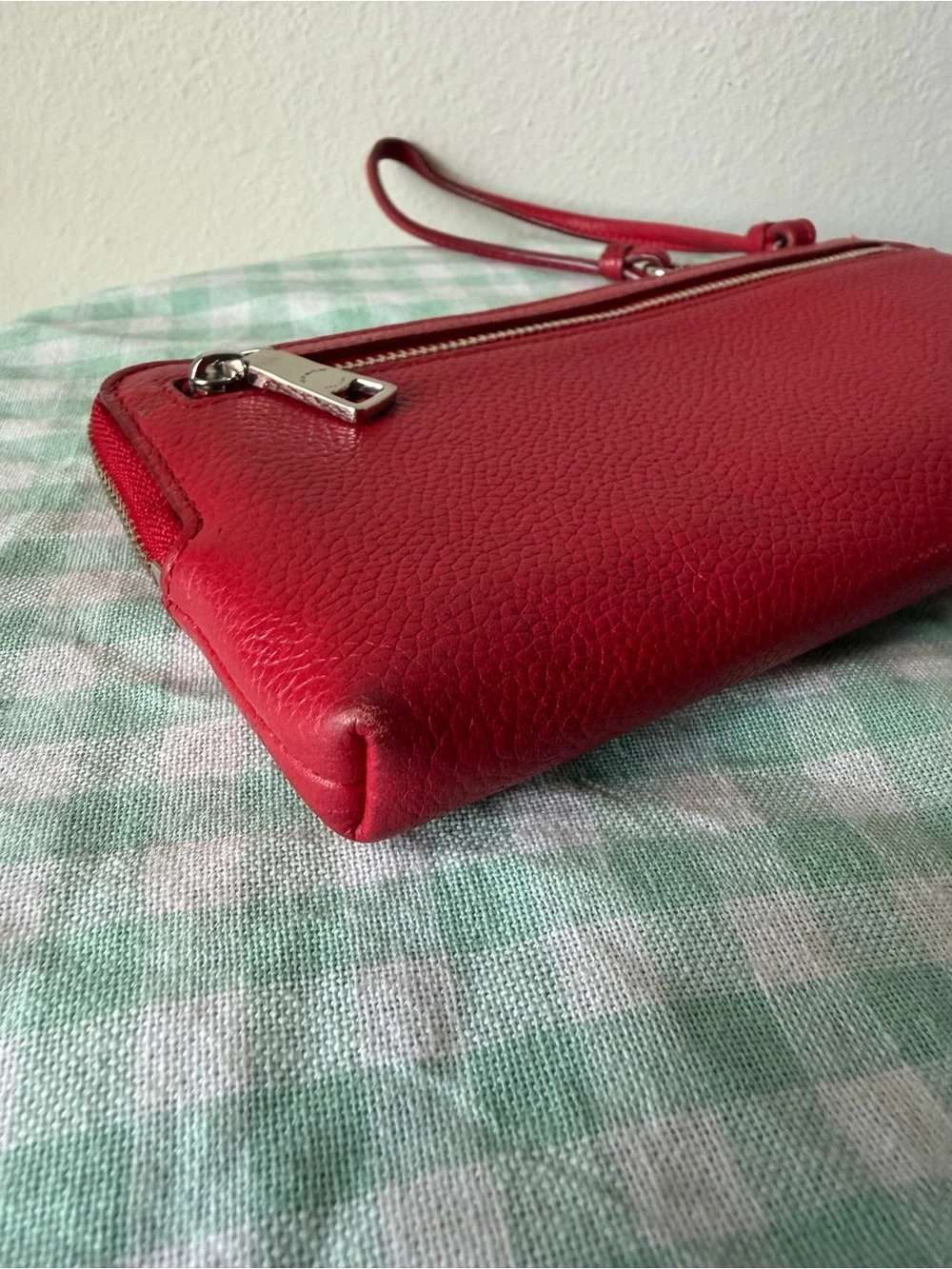 Coach Red Leather Corner Zip Wristlet